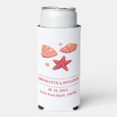 素朴ビーチ結婚式パーティー スリム缶クーラー (Seltzer正面)