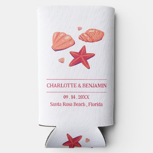 素朴ビーチ結婚式パーティー スリム缶クーラー (裏面)