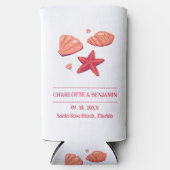 素朴ビーチ結婚式パーティー スリム缶クーラー (正面)