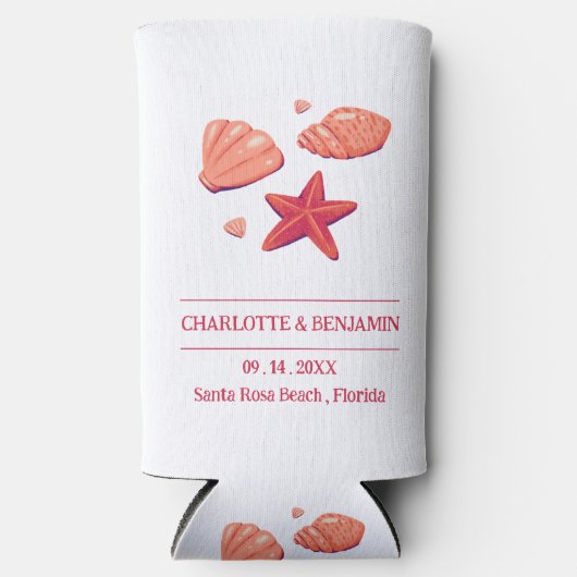 素朴ビーチ結婚式パーティー スリム缶クーラー (正面)