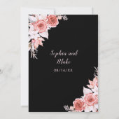 素朴ピエレガントックローズ秋ブラック結婚ズ 招待状 (裏面)