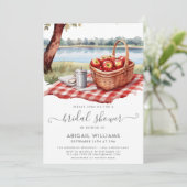 素朴ピクニックパークレイクアップルレッドブライダルシャワー 招待状 (スタンド正面)