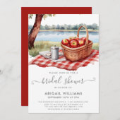 素朴ピクニックパークレイクアップルレッドブライダルシャワー 招待状 (正面/裏面)