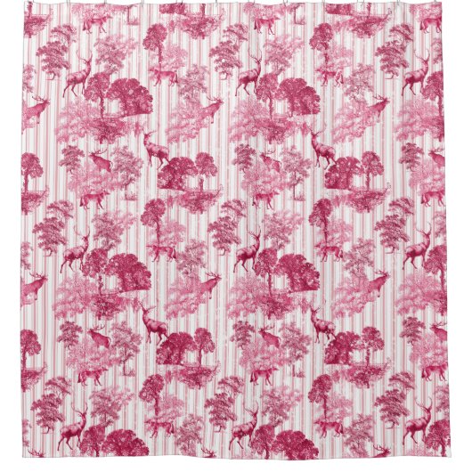 素朴ピッエレガントクフランスのトイル鹿ストライプ シャワーカーテン (正面)