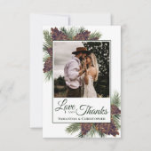 素朴ピネコ感謝していンスの写真結婚とノート サンキューカード (正面)