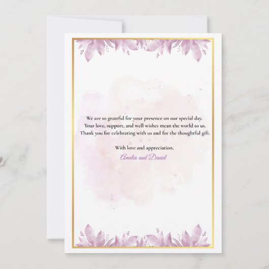 素朴ピンクの水結婚色のサンキューカード サンキューカード (裏面)