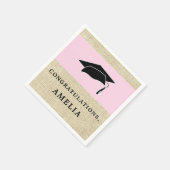 素朴ピンクの素朴卒業式キャップ スタンダードカクテルナプキン (角)