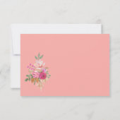 素朴ピンクパンパスウォーターカラー絵を描ハンド 出欠カード (裏面)