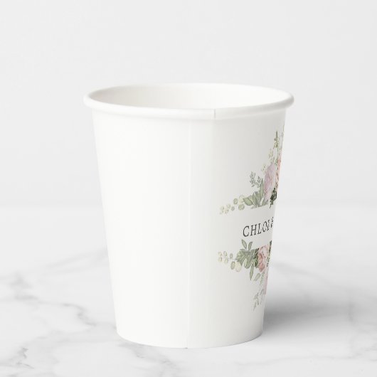 素朴ピンクパーソナライズされたロ結婚ス 紙コップ (右)