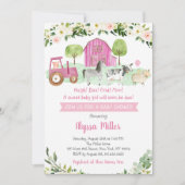 素朴ピンクファームフローラベビーシャワー 招待状 (正面)