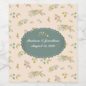 素朴ピンクフローラエレガントレース結婚ズ ワインラベル (シングルラベル)