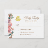 素朴ピンクフローラ中国の結婚リース 出欠カード (正面)