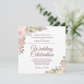 素朴ピンクマウヴ&コーラルウォーターバラズ結婚 招待状 (スタンド正面)