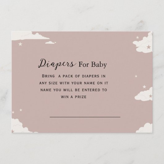 素朴ピンクミニマルク雲おむつベビー エンクロージャーカード (正面)
