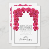 素朴ピンク結婚ローズサンキューカード サンキューカード (正面/裏面)