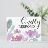 素朴ピンク色のフローラ結婚の 出欠カード (スタンド正面)