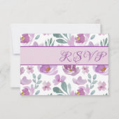 素朴ピンク色のフローラ結婚の 出欠カード (正面)