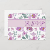 素朴ピンク色のフローラ結婚の 出欠カード (正面/裏面)
