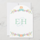 素朴ピーチピンクミントダイカットガーランド結婚ズ 招待状 (裏面)