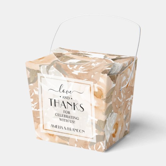 素朴ピーチ水彩フローラ結婚ズ フェイバーボックス (正面サイド)