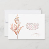 素朴ピーチ葉ブケ結婚ス サンキューカード (裏面)