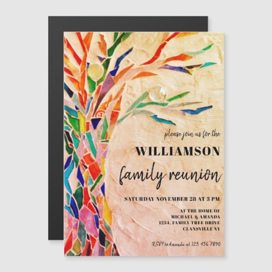 素朴ファミリーツリーファミリー懇親会 マグネット招待状 (正面/裏面)