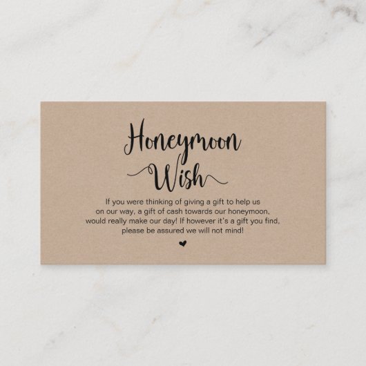 素朴ファームブラウンクラフト、ハネムーンウィッシュ エンクロージャーカード (正面)