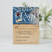 素朴フェアリーネイビーブルーバーンウェディングRSVP 出欠カード (スタンド正面)