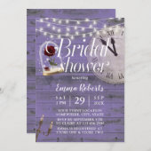 素朴フェアレ結婚ーテルラベンダーブライダルシャワー 招待状 (正面/裏面)