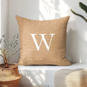 素朴フェイクジュテブラモノグラムのップ クッション