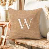 素朴フェイクジュテブラモノグラムのップ クッション