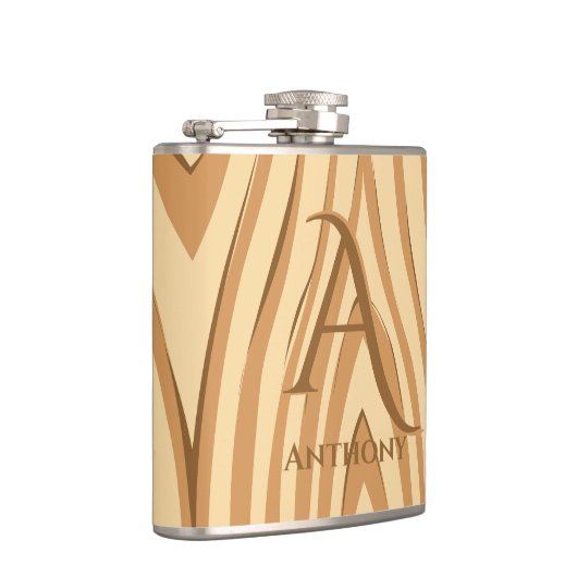 素朴フェイクステンドブラウンモノグラムの材カスタム料 フラスク (右)