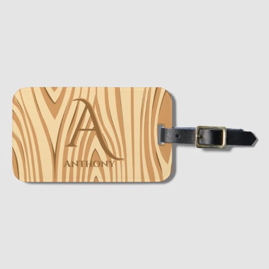 素朴フェイクステンドブラウンモノグラムの材カスタム料 ラゲッジタグ (正面横)