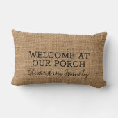 素朴フェイクバーラップ歓迎ポーチファミリー名 ランバークッション (裏面)