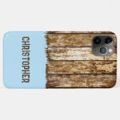 素朴フェイク木に茶色と青の名前を付ける Case-Mate iPhoneケース (裏面(横))