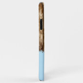 素朴フェイク木に茶色と青の名前を付ける Case-Mate iPhoneケース (裏面/右)