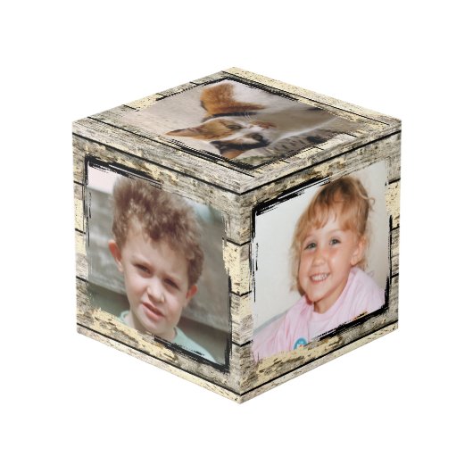 素朴フェイク木の家族5写真 フォトキューブ (裏面アングル)