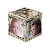 素朴フェイク木の家族5写真 フォトキューブ (正面アングル)