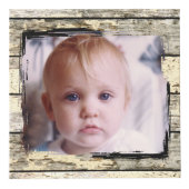 素朴フェイク木の家族5写真 フォトキューブ (正面)