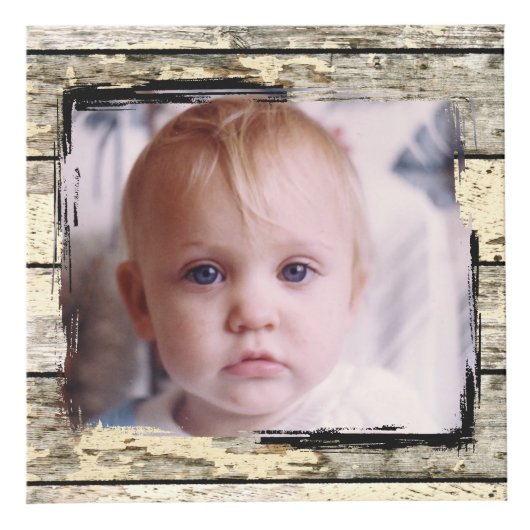 素朴フェイク木の家族5写真 フォトキューブ (正面)