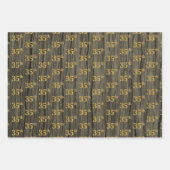 素朴フェイク木目エレガントフェイク金ゴールド「35th」 ラッピングペーパーシート (正面3)