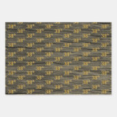 素朴フェイク木目エレガントフェイク金ゴールド「38th」 ラッピングペーパーシート (正面3)