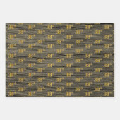 素朴フェイク木目エレガントフェイク金ゴールド「38th」 ラッピングペーパーシート (正面2)