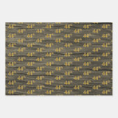 素朴フェイク木目エレガントフェイク金ゴールド「44th」 ラッピングペーパーシート (正面2)