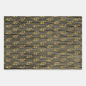 素朴フェイク木目エレガントフェイク金ゴールド「45th」 ラッピングペーパーシート (正面3)