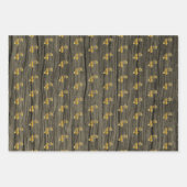 素朴フェイク木目エレガントフェイク金ゴールド「4th」 ラッピングペーパーシート (正面)