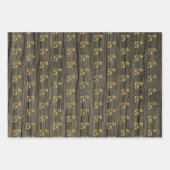 素朴フェイク木目エレガントフェイク金ゴールド「5th」 ラッピングペーパーシート (正面)