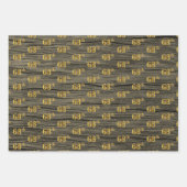 素朴フェイク木目エレガントフェイク金ゴールド「68th」 ラッピングペーパーシート (正面2)