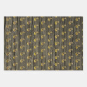 素朴フェイク木目エレガントフェイク金ゴールド「6th」 ラッピングペーパーシート (正面)