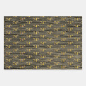 素朴フェイク木目エレガントフェイク金ゴールド「74th」 ラッピングペーパーシート (正面3)